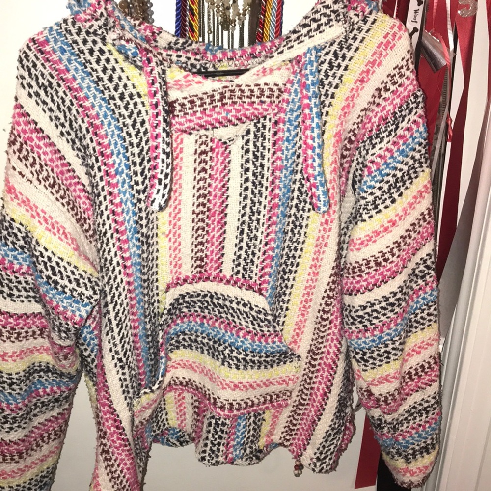 Earth rags rainbow colored pullover With hoodie!